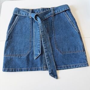 Billabong Blue Denim Pencil  Mini Skirt with Tie Belt XS/S